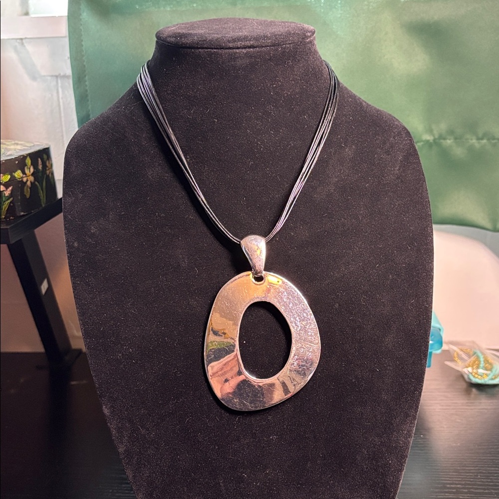 Chico’s Silvertone Pendant Necklace
